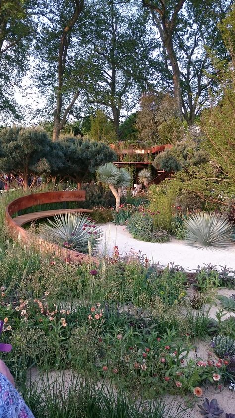 Mediterranean Flower Beds, Mediterranean Trellis, Medditeranean Gardens, Arid Garden, Urban Balcony, Yoga Garden, Mediterranean Patio, Mediterranean Garden Design, Planting Design