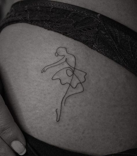 Minimal Dance Tattoo, Point Shoe Tattoo, Figure Skating Tattoo Ideas, Dancer Silhouette Tattoo, Dance Tatoos Ideas, Dance Inspired Tattoos, Ballerina Tattoo Ideas, Dancer Tattoo Ideas, Dancing Tattoo Ideas