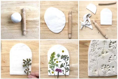 Clay Crafts Aesthetic, Flowers In Clay, Dry Clay Crafts, Air Dry Clay Crafts, Crafts Aesthetic, Clay Crafts For Kids, Pressed Flower Crafts, Air Dry Clay Projects, Clay Wall Art