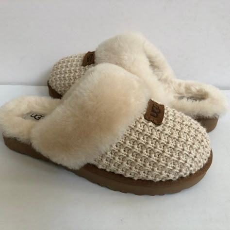 *100% Authentic And Brand New* Product Specs: * Purl Knit (40% Acrylic, 60% Cotton) And Sheepskin. * Easy Slip-On Style. * Fully Lined In The Highest Quality Plush, Luxurious 17 Mm Sheepskin For Comfort And Warmth. * 100% Premium Wool Fleece Wicks Away Moisture And Keeps Your Tootsies Warm. * Fit Should Be Snug, But Not Uncomfortable. Footwear Will Give A Little As Fleece Footbeds Form To Each Individual's Foot. * Eva Outsole With Rubber Pods. * Nylon Binding. * Genuine Fleece Sock Liner For Com Ugg Cozy Slipper, Uggs Cozy Slippers, Ugg Knit Slippers, Uggs With Laces, Ugg Cozy Slippers, Ugg Cozy Knit Slippers, Knit Uggs, Uggs Slippers, Ugg Cozy