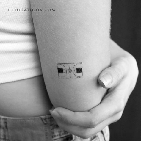 Minimal Basketball Tattoo, Basketball Small Tattoo, Runners Tattoo Ideas Running, Small Basketball Tattoos, Small Basketball Court, Lifeline Tattoos, Runner Tattoo, Basketball Tattoos, Tattoo Homme