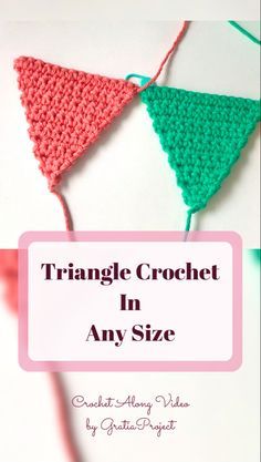 How To Make A Crochet Triangle, Crochet Triangle Bunting, Crocheting A Triangle, Crochet Triangle Banner, Triangle Blanket Crochet, Crochet Triangle Garland, Crochet A Triangle Pattern, Crochet Triangles Free Pattern, Crochet Triangle Free Pattern