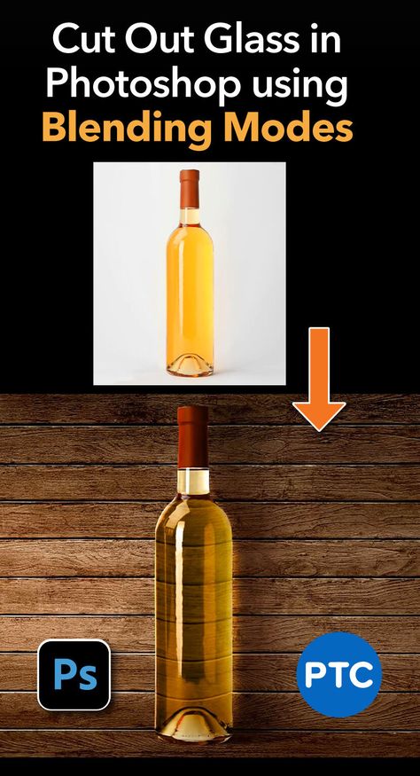 In this Photoshop tutorial, you will learn how to cut out a glass bottle from a white background using Blending Modes. ✨ Glass Photoshop, Photoshop Shortcut, Photoshop Training, Graphic Design Inspiration Poster, Blending Modes, Adobe Tutorials, Photoshop Digital Background, Photoshop Tutorial Photo Editing, Photoshop Styles