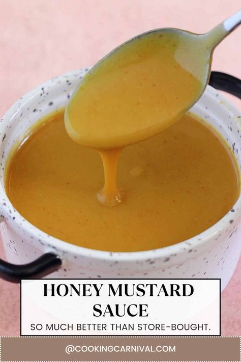 This Homemade Honey Mustard Sauce is incredibly smooth, tangy, creamy, sweet, and so delicious that you’ll find yourself licking the spoon! The best part is that it only takes a few minutes to make with simple pantry staples. The flavor is far better than anything you can buy at the store, and it’s perfect for dipping, drizzling, and so much more. Healthy Honey Mustard, Homemade Honey Mustard Sauce, Honey Mustard Sauce Recipe, Mustard Sauce Recipe, Salads Appetizers, Chicken Salads, Honey Mustard Dipping Sauce, Homemade Honey Mustard, Healthy Honey