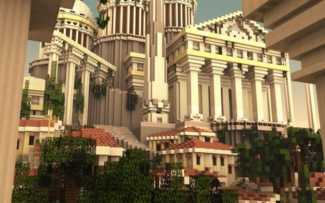 Greece Minecraft, Greek Minecraft, Greek House Interior, Ancient Greece Architecture, Minecraft Castle Blueprints, City Minecraft, Greek Buildings, Minecraft Town, Minecraft Kingdom