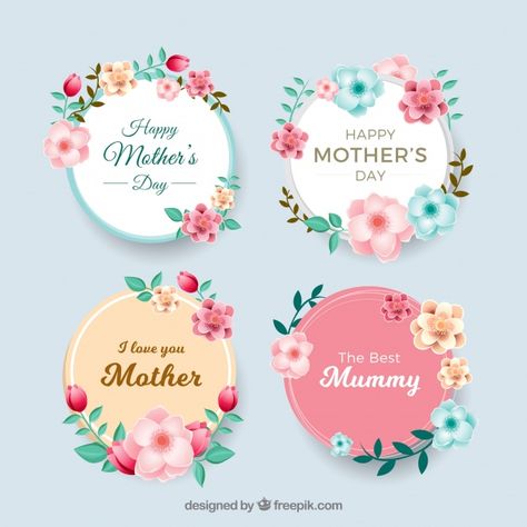 Mother's day label collection Free Vector Nice pictures of nice soft colors, in schemes for Mother's day! Mother's Day Banner, Mother's Day Printables, Mother's Day Background, Mothers Day Cupcakes, Happy Mother's Day Greetings, Happy Birthday Printable, Happy Mommy, Card Decoration, Mother Day Wishes