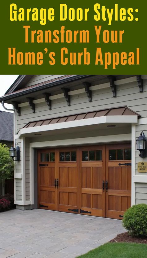 Explore the top 12 coolest garage door styles to elevate your home's exterior and curb appeal today. Brown Garage Doors Ideas, Inside Garage Door Ideas, Garage Doors Farmhouse, Pretty Garage Doors, Garage Doors Ideas, Oak Garage Doors, Garage Door Decorations, Brown Garage Door, Garage Door Ideas