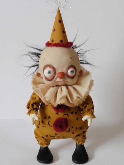 Past Work | Denise Bledsoe Art Dolls Pierrot Clown, Creepy Toys, Arte Peculiar, Cute Clown, Scary Clowns, Creepy Clown, A Clown, Monster Dolls, Toy Art