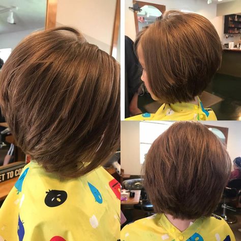 Kids' Layered Bob Hairstyle Kids Bob Haircut, Kids Bob, Bob Haircut For Girls, Layered Bob Haircuts, Girls Short Haircuts, Stacked Bob Haircut, Cute Haircuts, Girl Haircut, Layered Bob Hairstyles