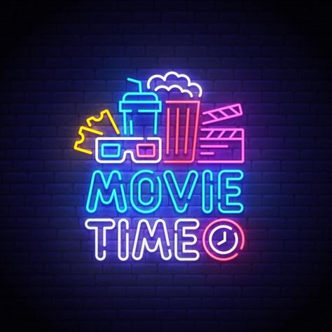 Cinema neon sign | Premium Vector #Freepik #vector #logo #icon #light #cinema Movie App, Neon Style, Neon Words, Gym Logo, Movie Time, Neon Logo, Graphic Design Agency, Neon Fashion, Neon Aesthetic