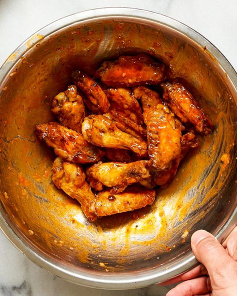 Hot Honey Garlic Wings - Paleo | PrimalGourmet Hot Honey Garlic Wings, Hot Honey Garlic Sauce, Hot Honey Garlic Wing Sauce, Prometabolic Recipes, Paleo Wings, Primal Gourmet, Garlic Chicken Wings Recipe, Beer With Friends, Honey Garlic Wings