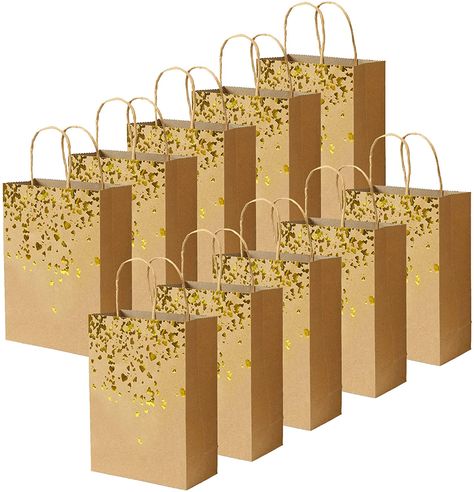 Goodies Bag, Party Favor Bag, Holiday Party Fashion, Birthday Candy, Golden Birthday, Party Gift Bags, Gold Party, Party Treats, Paper Gift Bags