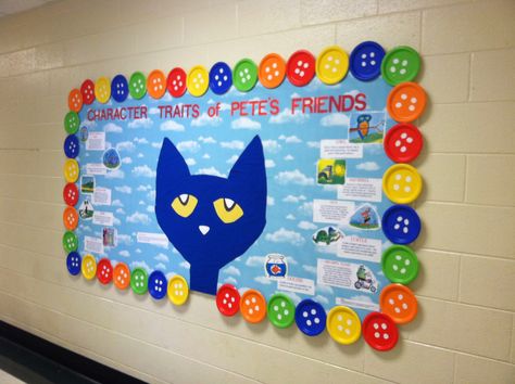 Pete The Cat Buttons, Cat Activities, School Door Decorations, Cat Rug, School Doors, Back To School Bulletin Boards, Class Theme, Cat Activity, Class Decor