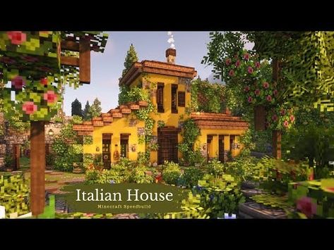 Italian House 🍋 | Minecraft Speedbuild with CIT Resourcepacks - YouTube Italian House, Italian Village, Minecraft Inspo, Minecraft House Designs, Italian Home, How To Play Minecraft, Minecraft Architecture, Minecraft Buildings, Minecraft Building