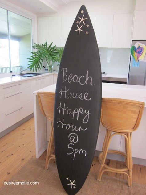 ciao! newport beach: chalk board paint gone wild Diy Chalkboard Paint, Deco Surf, Dream Beach Houses, Surf Boards, Surf Decor, Diy Chalkboard, Surf Board, Chalkboard Paint, Beach Signs