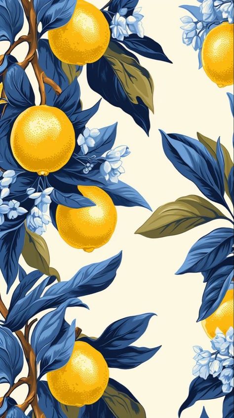 Italian Prints, Italian Wallpaper, Italian Pattern, Italian Blue, Lemon Art, Tiles Pattern, Iphone Lockscreen Wallpaper, Fruit Wallpaper, Lemon Patterns