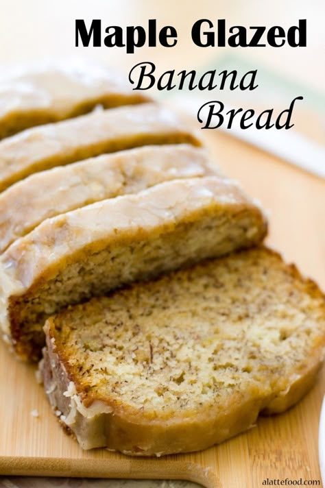 This bread is packed with bananas to make it the moistest, tastiest banana bread out there! Plus, it's topped with an incredible maple glaze. It's SO good. Glaze For Banana Bread, Glazed Banana Bread, Banana Bread Loaf, Homemade Banana Bread, Moist Banana Bread, Best Banana Bread, Maple Glaze, Banana Bread Recipe, Dessert Bread