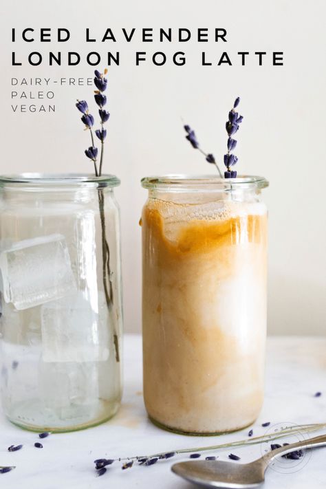 Lavender Fog Tea, Lavender Earl Grey Tea, Recipes Using Lavender Syrup, Lavender Iced Tea, Iced London Fog Recipe, Summer Latte Recipes, Lavender Syrup Uses, Lavender London Fog, Lavender Food