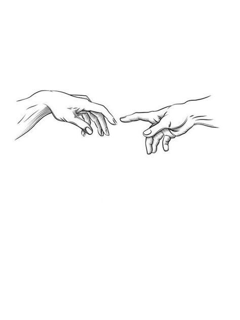 Angle Hands Touching Tattoo, 2 Hands Touching Tattoo, Tattoo Ideas Hands Touching, 2 Fingers Touching Tattoo, Andiamo Tattoo, Michelangelo Tattoo Hands, Hands Reaching For Each Other Tattoo, Finger Touching Drawing, Hand Of David Tattoo