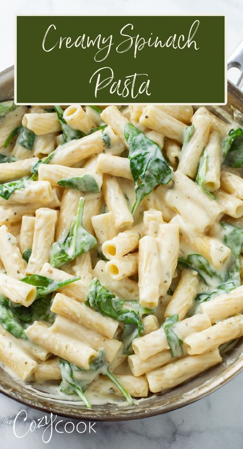 creamy spinach pasta with a white cream sauce Creamy Garlic Pasta Salad, Easy Spinach Pasta, Creamy Spinach Pasta, Spinach Pasta Sauce, Spinach Pasta Recipe, Creamy Garlic Parmesan Sauce, Spinach Pasta Recipes, Type Of Pasta, Creamy Garlic Pasta