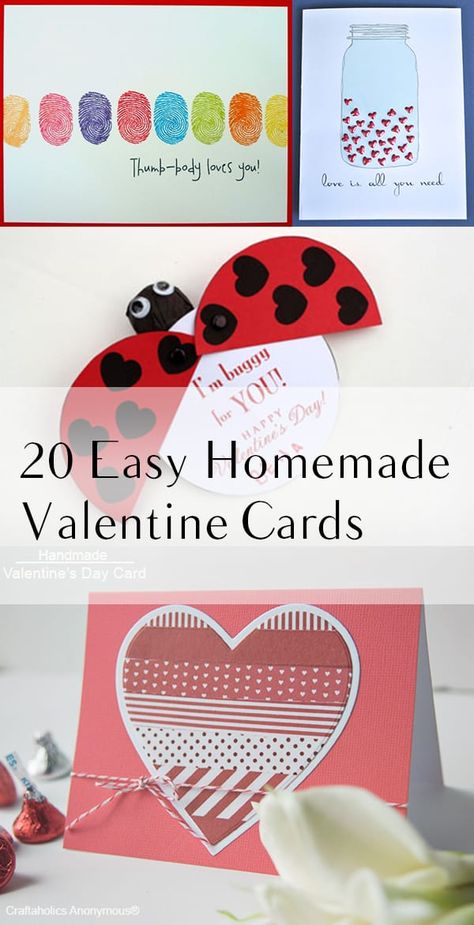 20 Easy Homemade Valentine Cards | How To Build It Easy Valentine Cards, Valentine Cards To Make, Valentines Ideas For Him, Valentines Day Cards Diy, Valentine Card Crafts, Homemade Valentine, Valentines Day Cards Handmade, Homemade Valentines Day Cards, Gifts Homemade