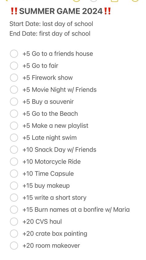 make your bucket list for 2024! Summer 2024 Bucket List, Summer Bucket List 2024, Summer List Ideas, Teen Bucket List, Point Reference, Challenge For Teens, Teen Sleepover Ideas, Summer Bucket List For Teens, Ultimate Summer Bucket List