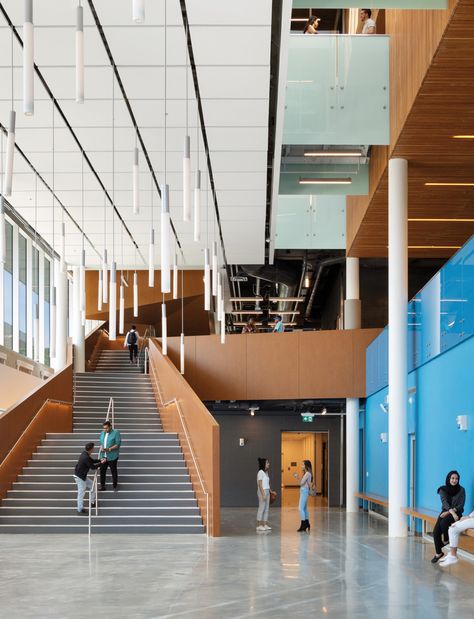 University Classroom, Lobby Designs, Rooftop Restaurant Design, College Classroom, Atrium Design, College Architecture, School Interior, Student Center, York University