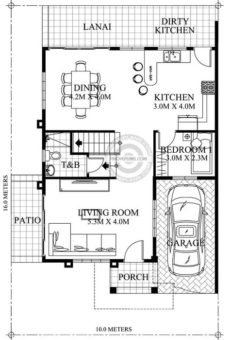 2 story house plan Johanne-Model-Ground-Floor-Plan House Plan 2 Storey, House Plans 2 Storey, Two Storey House Plans, Philippines House Design, Small Modern House Plans, Two Story House Design, Modern House Floor Plans, 2 Storey House Design, 2 Storey House