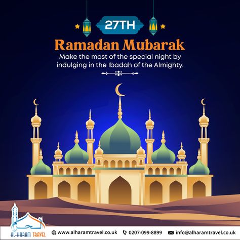 It's the blessed night of 27th Ramadan today. Remember the Ummah in your special prayers. May Allah bless us all with his blessings and bounties all through the year to come. 27th Ramadan Mubarak #Allah #Islam #Muslim #Islamicthoughts #practicetheteachings #Ramadan2023 #27thRamadan #AlharamTravelUK Blessed Night, Special Prayers, Ramadan Mubarak, Allah Islam, Ramadan Kareem, Ramadan, The Year, Quick Saves