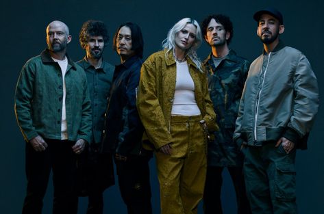 Linkin Park’s ‘The Emptiness Machine’ Debuts on Rock Emily Armstrong, Brad Delson, Joe Hahn, Rob Bourdon, Linking Park, Papa Roach, Hunting Party, Barclays Center, Bruce Dickinson