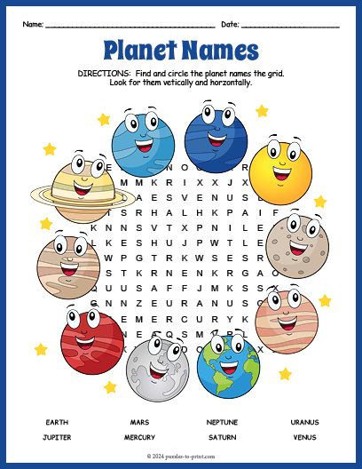 Free Printable Planets Word Search Planets Activities For Kids, Solar System Worksheets, Planets Activities, Free Printable Puzzles, Science Puzzles, Picture Clues, Free Puzzles, Elementary School Library, Math Activities For Kids