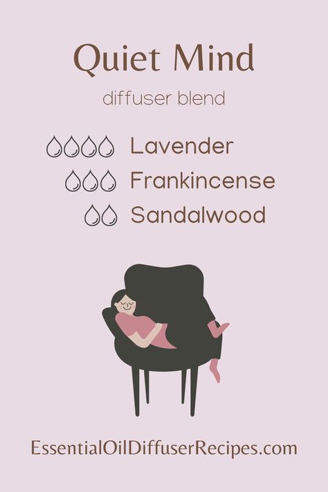 The Quiet Mind essential oil diffuser blend contains lavender, frankincense, and sandalwood essential oils. Grounding Diffuser Blend, Sandlewood Essential Oil, Lavender Blends, Diffuser Cleaning, Violet Essential Oil, Floral Essential Oils, For Headaches, Essential Oils For Headaches, Essential Oil Diffuser Blends Recipes