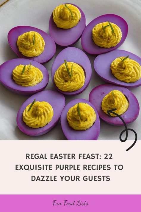 [object Object] Purple Party Foods, Easter Finger Food, Lavender Smoothie, Purple Recipes, Easter Potluck, Purple Velvet Cakes, Carrot Hummus, Easter Fun Food, Easter Feast