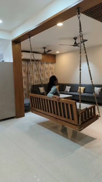 Castle Design - Interio on Instagram: "Get Comfort in convertible swing..you can sit either living room side or opposite side.. #interior #trendingreels" Castle Design Interior, Unjal Designs, Indian Swing Living Rooms, Modern Jhula In Living Room, Oonjal Design, Swings In Living Room, Zula In Living Room, Jhoola In Living Room, Living Room Swing Ideas