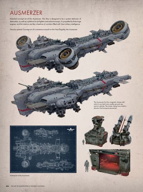 Dieselpunk Battleship, Wolfenstein Vehicles, Dieselpunk Spaceship, Dieselpunk Ship, Dieselpunk Airship, Battleship Concept Art, Futuristic Airship, Wolfenstein The New Colossus, Steampunk Spaceship