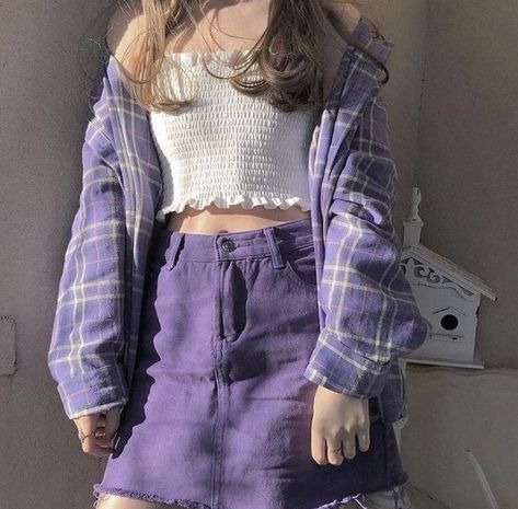 Purple Skirt Outfit, Rok Outfit, Purple Outfits, Purple Skirt, Korean Girl Fashion, Indie Outfits, Miss Dior, Inspired Outfits, Purple Fashion