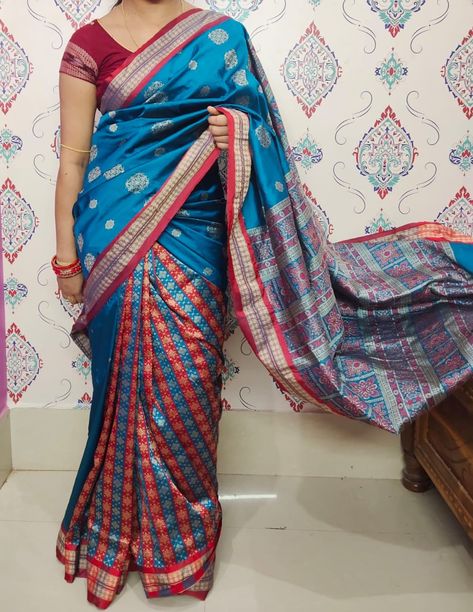 Sambalpuri saree Pata Saree, Saree, How To Wear