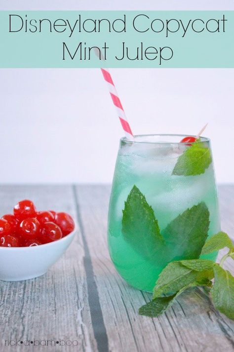 One of my favorite things to get when we visit Disneyland is a mint julep.  Make your own with three simple ingredients. | Copycat Recipe | Disney | Mocktail | Non-alcoholic | Refreshing | Fun drink | Party | ambersimmons.com Mocktail Lemonade, Blue Cheese Ball Recipe, Brazilian Drinks, Brazilian Limeade, Disneyland Recipes, Julep Recipe, Mint Julep Recipe, Disney Recipes, Cheese Ball Recipes