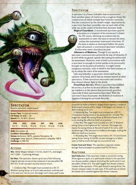 Spectator 5e Spectator Dnd, Creatures Scary, Dnd Generator, 5e Monsters, Manual Template, Monster Manual, Dnd Stats, Dnd Homebrew, D D Monsters