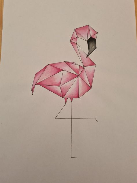 Flamingo Drawing Simple, Flamingo Doodle Easy, Flamingo Doodle, Line Art Flamingo, Flamingo Zentangle, Geometric Art Flamingo, Flamingo Drawing, Pink Flamingo Watercolor Painting, Wooden Pencils