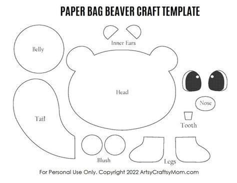 Get together with the kids to make this adorable Paper Bag Beaver Puppet Craft that's perfect for International Beaver Day on 7th April! Wooden Spoon Puppets, Paper Craft Ideas For Kids, Puppet Template, Bag Puppet, Teddy Bear Crafts, Aesthetic Paper, Polar Bear Craft, Puppet Craft, Paper Bag Crafts