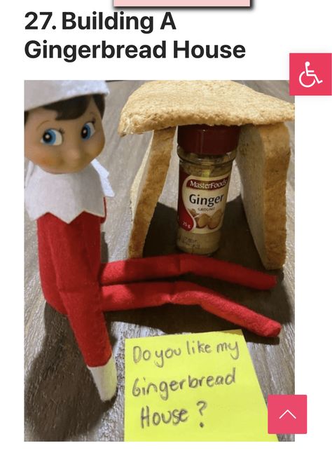 Elf Gingerbread House, Elf On The Shelf Pet Ideas, Ginger House, Make A Gingerbread House, House Shelves, Elf Me, Awesome Elf On The Shelf Ideas, Elf Activities, Xmas Elf