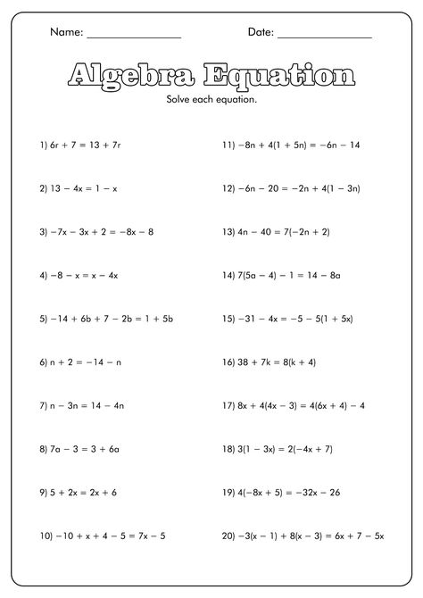 Fun Algebra Worksheets, Algebraic Equations, Ged Practice Worksheets, Algebra Expressions, Algebraic Expressions Worksheet, Algebra 1 Worksheets, Algebraic Expression, Equations Worksheets, Basic Algebra Worksheets