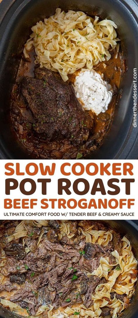 Pot Roast Beef Stroganoff, Roast Beef Stroganoff, Roast Mississippi, Pot Roast Beef, Slow Cooker Pot Roast, Pot Roast Crock Pot Recipes, Chuck Roast Recipes, Beef Stroganoff Crockpot, Mississippi Roast