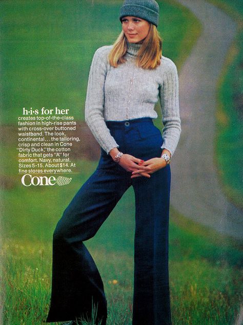 1973 Cone Denim His for Her 1973 Fashion, 70s Women Fashion, Patti Hansen, 70s Denim, Oc Outfits, Fashion Ads, 1970's Fashion, 60s 70s Fashion, 60s And 70s Fashion