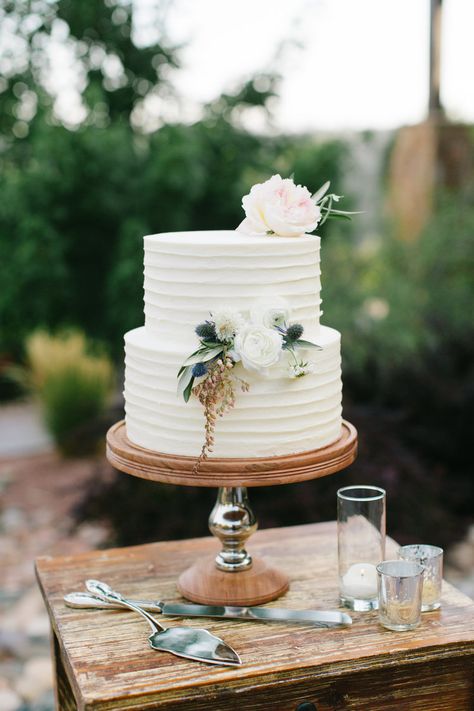 Small Wedding Cake Table Ideas, Behind Cake Table Decor, Wedding Cake Designs Blue, Grooms Cake Tables, Two Tier Wedding Cake, Zion Wedding, Engagement Party Cake, Boho Wedding Colors, Unique Wedding Cake