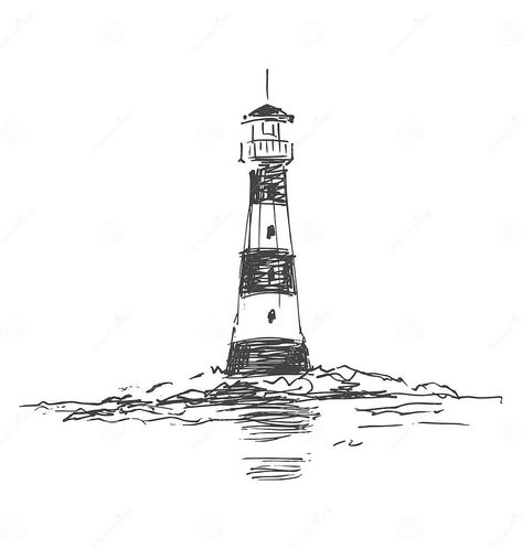 Hand sketch lighthouse stock vector. Illustration of house - 63249834 Nautical Drawings, Lighthouse Sketch, Lighthouse Drawing, Wood Burning Patterns Stencil, Lighthouse Tattoo, Boat Drawing, Nautical Crafts, Home Tattoo, Acrylic Painting Tutorials