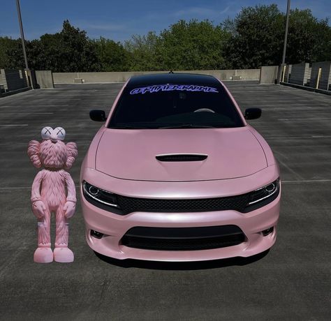 Pink Hell Cat Car, Pink Hellcat Srt, Hell Cat, Pink Hellcat, Pink Mustang, Charger Srt Hellcat, 1968 Dodge Charger, Dodge Charger Srt, Hellcat Challenger