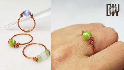 Easy Spinner Wire Wrapped Ring Tutorial - The Beading Gem's Journal Simple Wire Rings, Wrapped Ring Tutorial, Wire Ring Tutorial, Cc Icon, Wire Rings Tutorial, Free Jewellery Making Tutorials, Wire Jewelry Patterns, Ankle Bracelets Diy, Wire Jewelry Rings