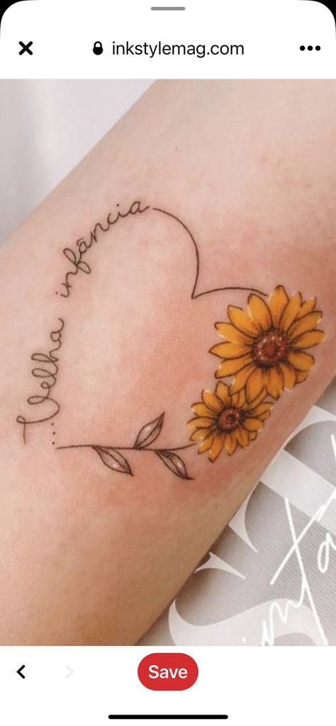 Sunflower Tattoo In Memory Of Mom, Sunflower Tattoo With Initials, Sunflower Memorial Tattoo Mom, Sunflower Tattoo For Lost Loved One, Sunflower Infinity Tattoo, Mother Daughter Sunflower Tattoo, Sunflower Tattoo With Kids Names, Sunflower Tattoo With Name, Memorial Tattoo Designs For Women